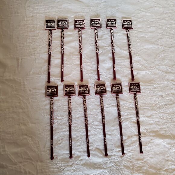 Vintage Las Vegas Mint Cocktail Swizzle Stir Sticks Set 12 Del Webbs Casino New - Picture 3 of 10